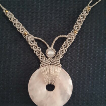 collier donut au quartz rose